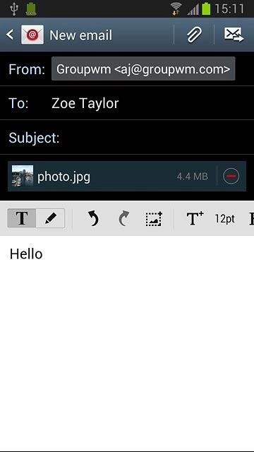 Press the send icon when you've finished your email message.