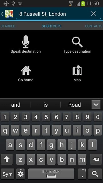 Key in the required destination and press the search icon.