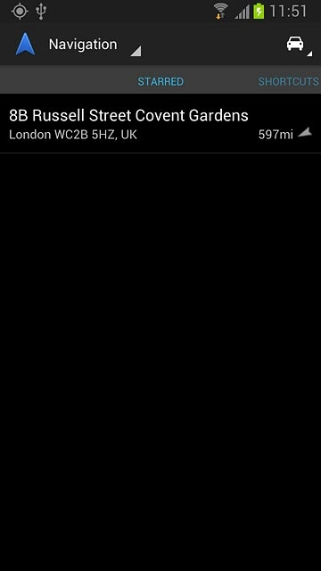 Slide your finger right on the display.Your favourite locations are displayed.Press the required destination.