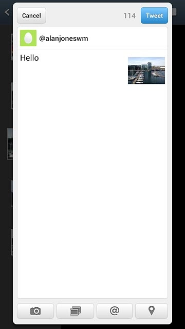 Key in text for the picture.Press Tweet.