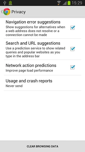 Press CLEAR BROWSING DATA.