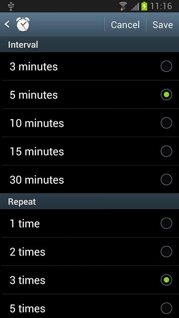 Press the required settings.
