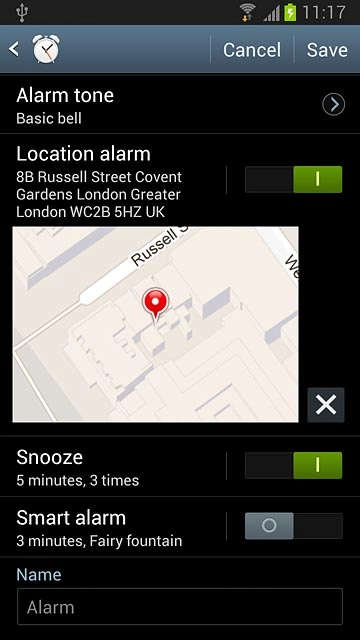 Press the indicator next to Smart alarm to turn smart alarm on or off.