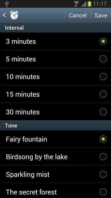 Once you've found an alarm tone you like, press Save.