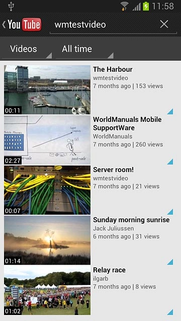 Press the required video clip.