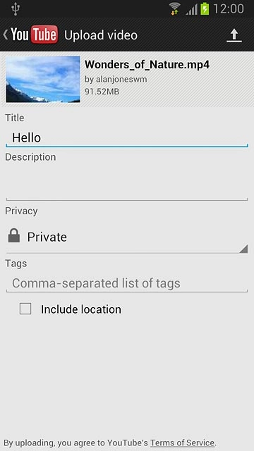 Press the upload icon.