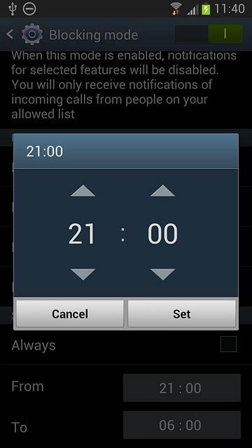 Press arrow up and arrow down next to hours and minutes to set the time.