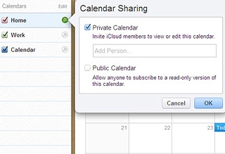 Select Private Calendar or Public Calendar.