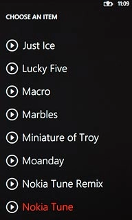 Press the playback icon next to the different ring tones to hear them.