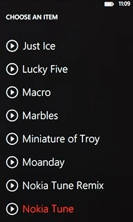 Once you've found a ring tone you like, press the required ring tone.
