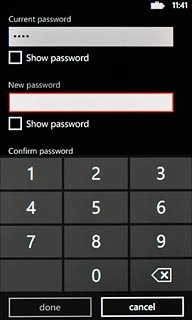 Press the field below New password and key in a new phone lock code.