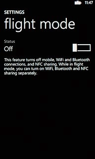 Press the indicator next to Status.Depending on the current setting, the function is turned on or off.