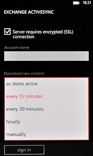 Press the required period or manually.Please note: Each time your phone connects to the server to synchronise, data charges will apply.