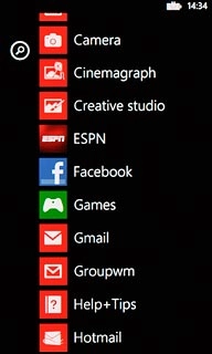 Slide your finger left on the display.Press the required email account.
