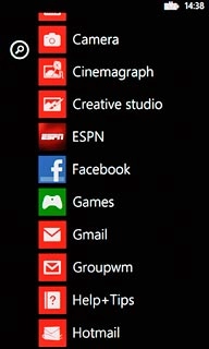 Slide your finger left on the display.Press the required email account.