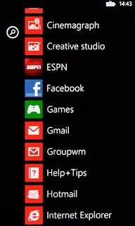 Slide your finger left on the display.Press Internet Explorer.