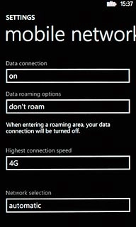 Press the field below Data roaming options.