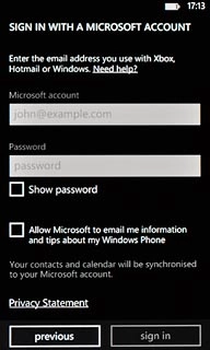 Press the field below Microsoft account and key in the email address for your Microsoft account.