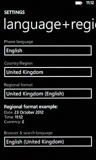 Press the field below Phone language.
