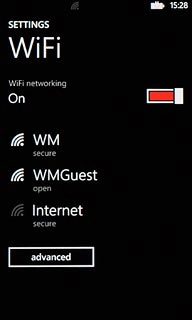 A list of Wi-Fi networks within range is displayed.Press the required Wi-Fi network.Follow the instructions on the display to select security settings, if required.