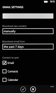When the box next to the menu item is ticked (V), synchronisation for the required data type is turned on.