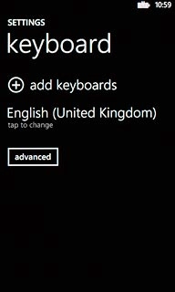 Press tap to change below the required writing language.
