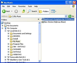 Highlight the required audio file and move or copy it to your phone.