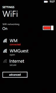 Press the indicator next to WiFi networking.Depending on the current setting, the function is turned on or off.
