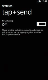 Press the indicator next to NFC sharing to turn the function on or off.Depending on the current setting, the function is turned on or off.