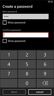 Press the field below Confirm password and key in the phone lock code.