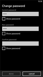 Press the field below Confirm password and key in the new phone lock code.