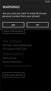 Press yes to confirm.Wait a moment while the factory default settings are restored.Follow the instructions on the display to set up your phone and prepare it for use.