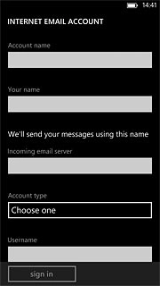 Press the field below Account name and key in a name for the email account.