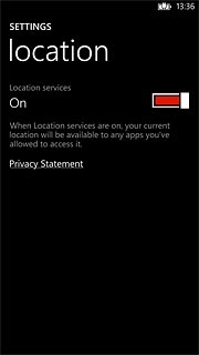 Press the indicator next to Location services.Depending on the current setting, the function is turned on or off.