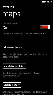 Press the indicator next to Use my location.Depending on the current setting, the function is turned on or off.