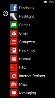 Slide your finger left on the display.Press Facebook.