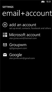 Press the email account you've just set up.