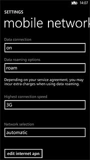 Press the field below Data connection.