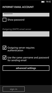 When the box next to the menu item is ticked (V), the function is turned on.Please note that if you're using Vodafone's outgoing server, turn off SMTP authentication and leave the username and password fields empty.