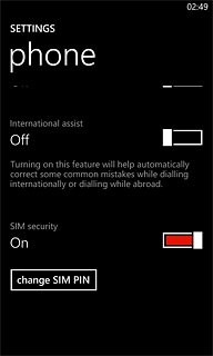 Press the indicator next to SIM security.