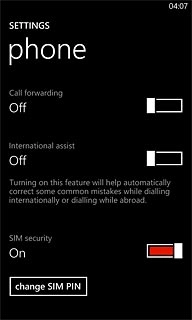 Press the indicator next to Call forwarding to turn on the function.