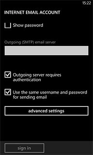 Press the field below Outgoing (SMTP) email server and key in the name or IP address of your email provider's outgoing server.Please note that if you can't send email messages when using your email provider's outgoing server, key in smtp.vodafone.net.au (Vodafone's outgoing server).