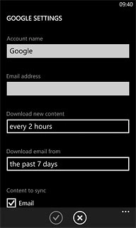 Press the field below Account name and key in a name for the email account.