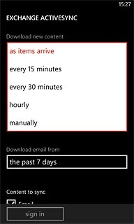 Press the required period or manually.Please note: Each time your phone connects to the server to synchronise, data charges will apply.