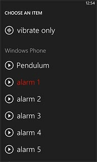 Press the playback icon next to the different alarm tones to hear them.