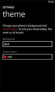 Press the field below Accent colour.
