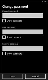 Press the field below Current password and key in the current phone lock code.