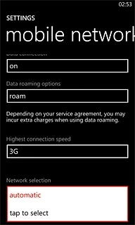 Press tap to select.Your phone searches for networks within range.