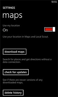 Press the indicator next to Use my location.Depending on the current setting, the function is turned on or off.