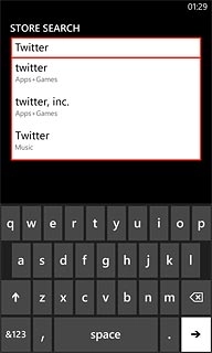 Key in Twitter and press arrow right.